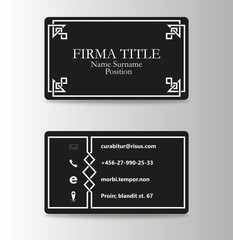 Vector modern creative and trending vintage business card design template in black and white shades.