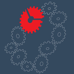 Gears with on the blue background. Infographic vector template. Vector illustration