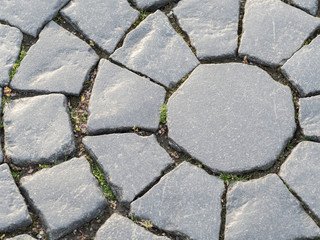 The texture of a street cobblestone road. Texture background