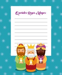 letter to the three kings of orient celebration festivity vector illustration