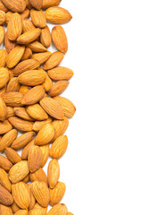 Shelled almond kernels border