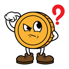 Confused Cartoon Coin Character