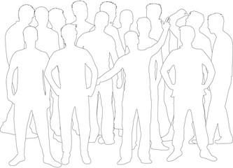 Silhouette of a man. Group of people.