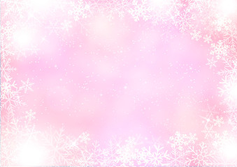 Gradient mixed purple winter paper background with snowflake border