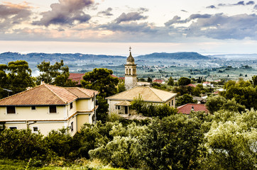 Fototapeta na wymiar Interior panoramic view of zakynthos with church
