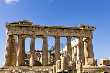 close-up of the parthenon