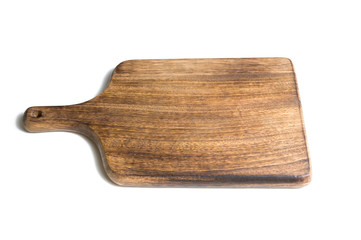 Wood cutting board on white background