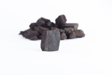 black coal white background