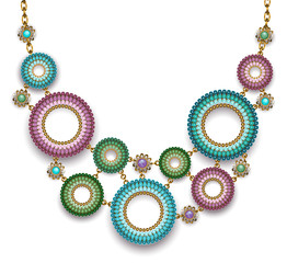 Necklace with beaded rings