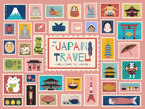 Japan Travel concept stamp