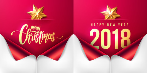 Happy New Year 2018 poster and template.Vector illustration EPS10