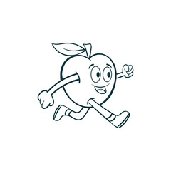 fitness run fruit mascot cartoon illustration