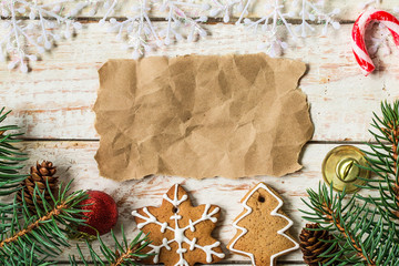Christmas decoration with paper sheet on table © mars58