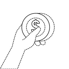 hand holding money coin dollar payment concept vector illustration