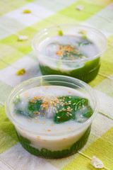 Black coconut sweet pudding, Kanom piakpoon.