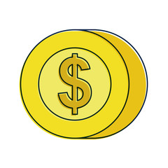 coin dollar money cash payment mobile button vector illustration