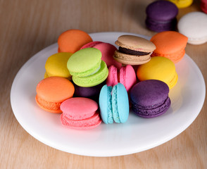 Fresh french colourful macaroons or macarons