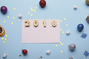 Christmas decoration on blue background