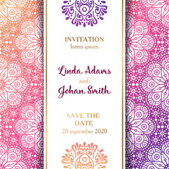 Vector luxury wedding invitation with mandala