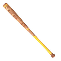 3d render of baseball bat isolated on white background