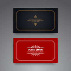 Business Card. Vintage decorative elements. Ornamental floral business cards or invitation with mandala