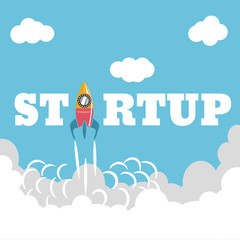 Startup roccket concept flat design eps 10 vector