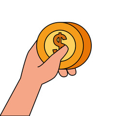 hand holding money coin dollar payment concept vector illustration