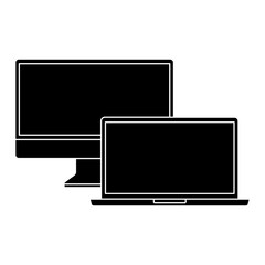 monitor and laptop mockup gadget blank screen vector illustration