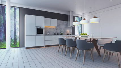 3d render from imagine interior design kitchen dining modern