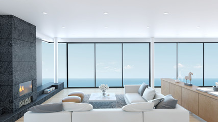 3d render from imagine interior design living room sea view