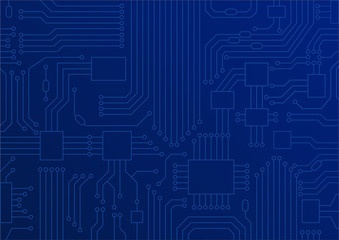 Dark blue vector illustration of circuit board / CPU close up as concept for digital transformation.