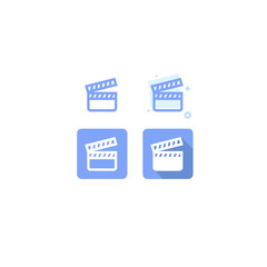 movie clapperboard blue icon. on white background. vector illustration. logo. web. Symbols