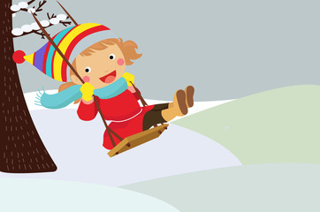 Happy girl  swinging