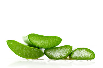 Slice Aloe Vera, a very useful herbal medicine for skin care and hair care.