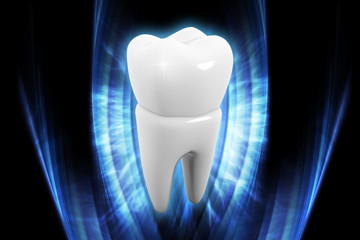 3d rendered Digital illustration of tooth in colour background