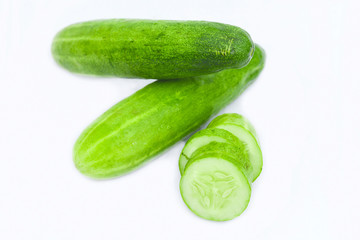 Fresh cucumber on white background