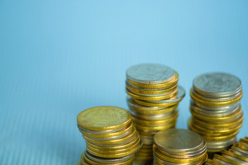 Stacks of coins with copy space for business and financial concept. shallow focus.