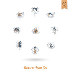 Dessert Icon Set in Modern Flat Design Style