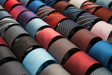 Fototapeta na wymiar neckties group and lot of colorful for sale