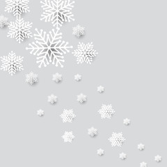 Template for postcard snowflakes on a blue background