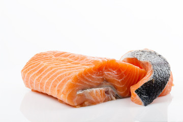 Fillet and salmon steak, trout, red fish