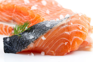 Fillet and salmon steak, trout, red fish