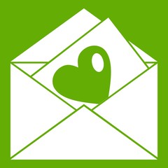 Vintage envelopes and heart icon green