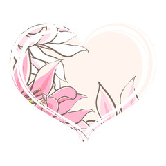 Delicate pink flowers in the heartь