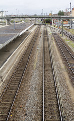 Fototapeta na wymiar high angle railroad station scenery