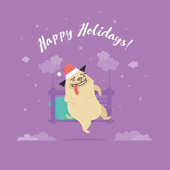 Cheerful dog on porch swing