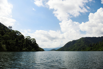 Beautiful view of a lake and blue sky