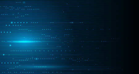 Vector illustration smooth lines in dark blue color background. Hi-tech digital technology concept. Abstract futuristic, shiny lines background - 181442070
