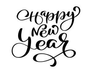 Happy New Year hand-lettering text. Handmade vector modern calligraphy