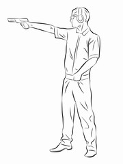 illustration of a shooter from a gun , vector draw